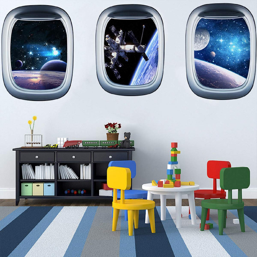 LSHDXD HERRA planet wall decal pack; vibrant planetary scene for kids' rooms