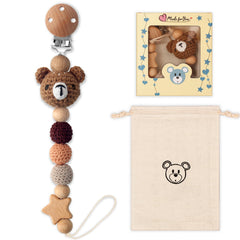 LSTRAGY pacifier clip bear design closeup keeps pacifier within reach