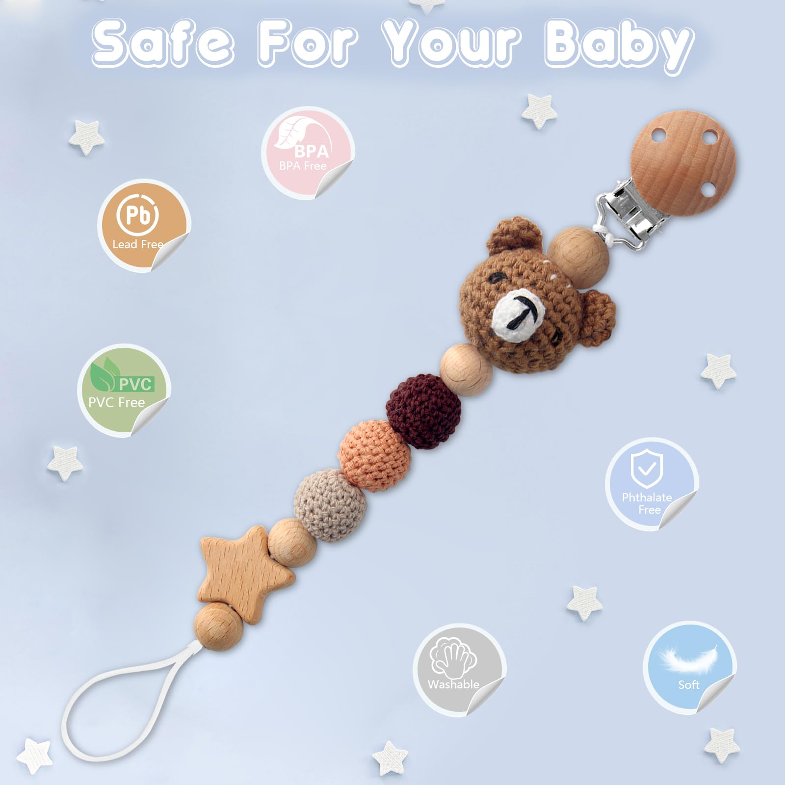 LSTRAGY pacifier clip stroller-use keeps pacifier secure on outings