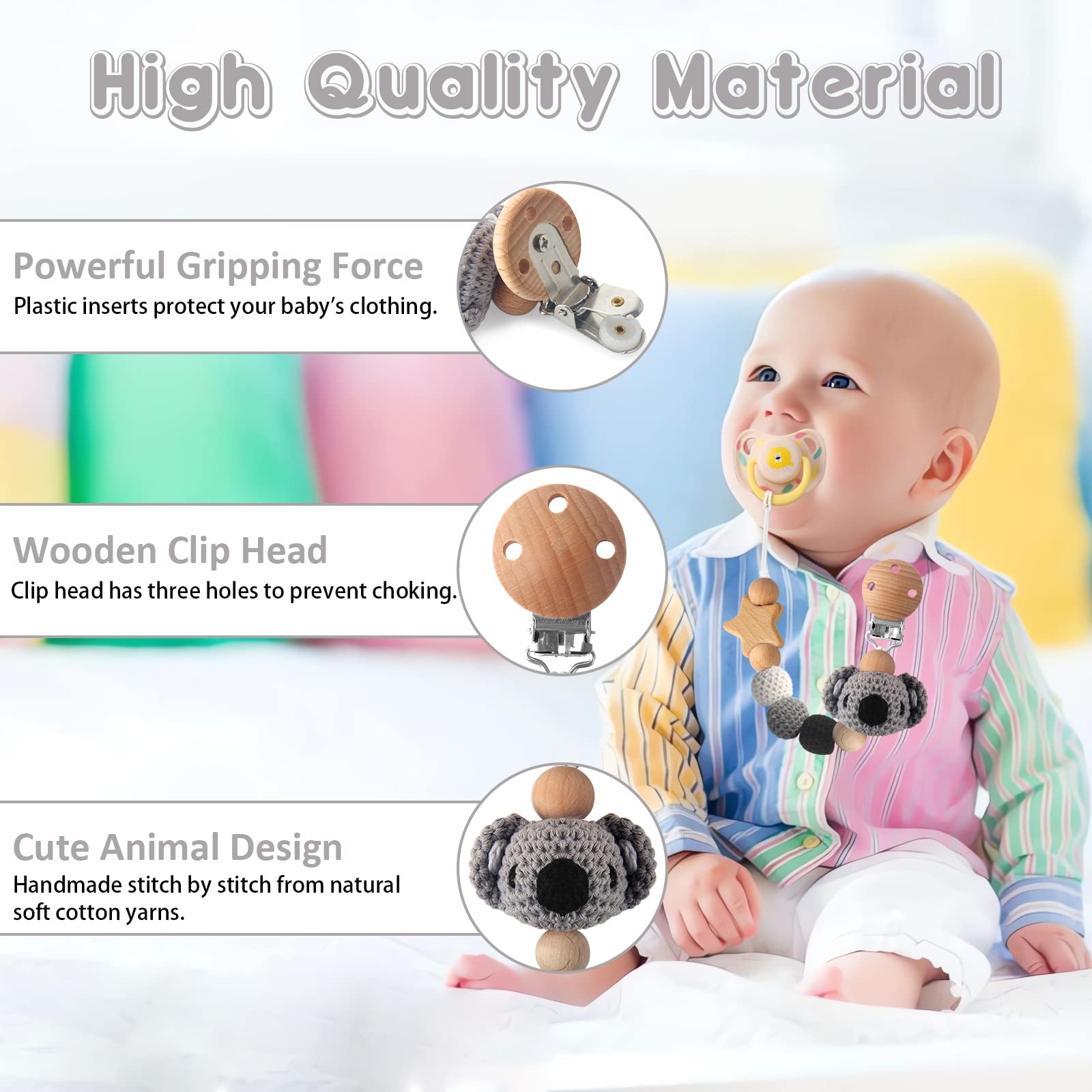 LSTRAGY pacifier clip in stroller use, ideal for on-the-go.