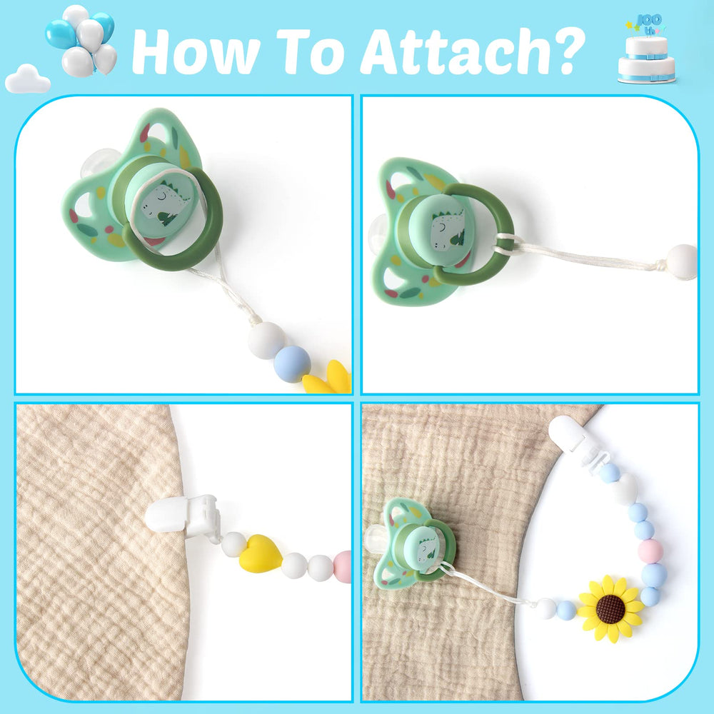 LSTRAGY clip attached to teether or burp cloth for quick cleanup