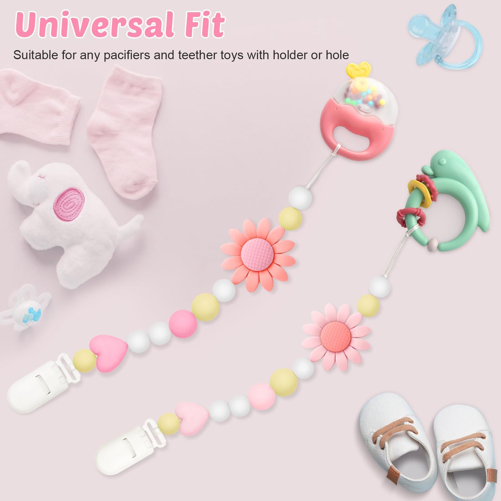 LSTRAGY clip compatible with most teethers and toys for mess-free playtime.
