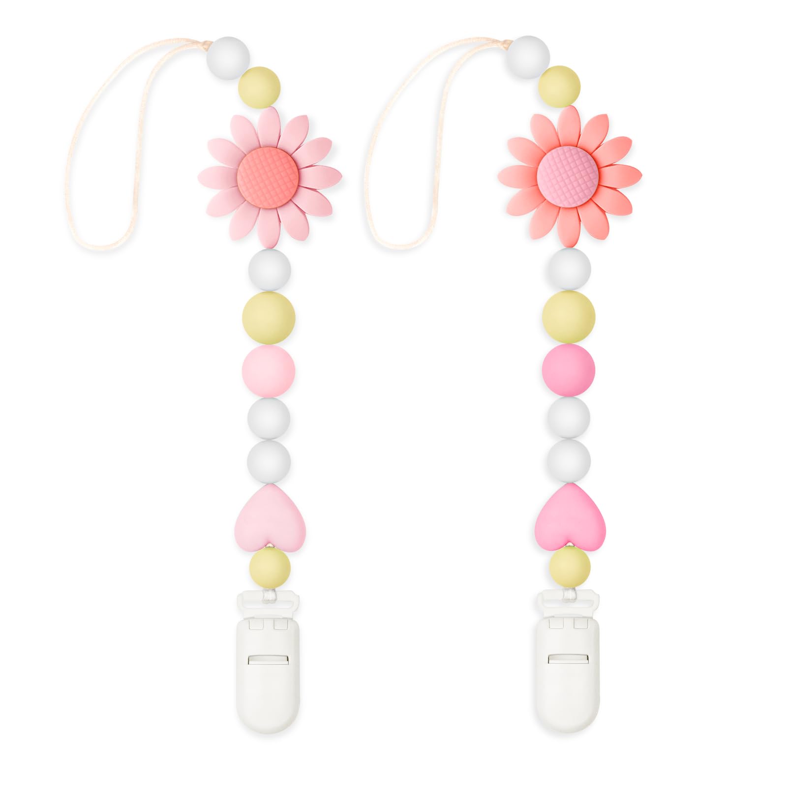 LSTRAGY silicone pacifier clip sunflower design keeps pacifier within reach for busy days.