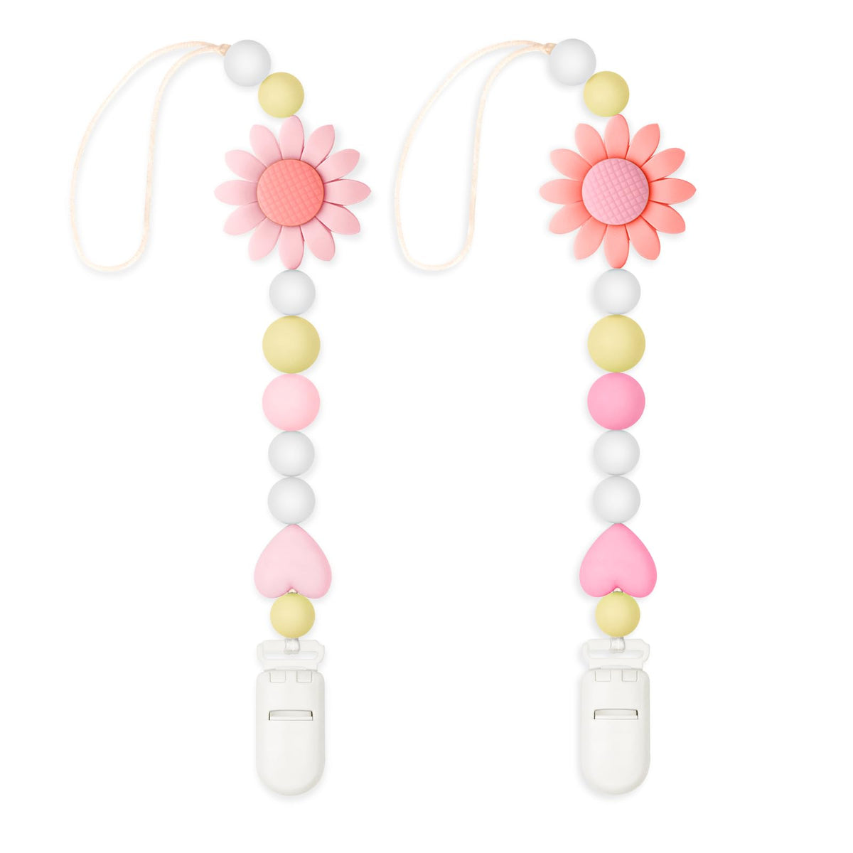 LSTRAGY silicone pacifier clip sunflower design keeps pacifier within reach for busy days.