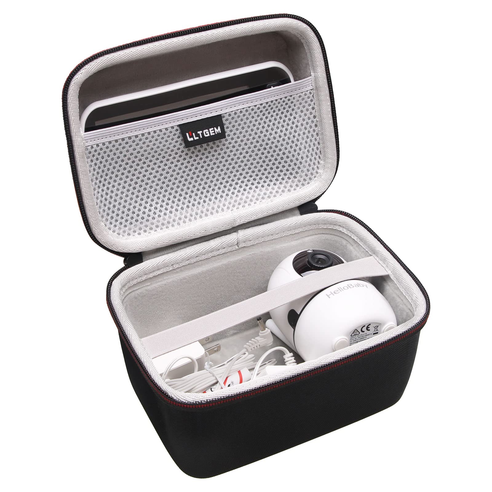 LTGEM baby monitor travel case exterior shows rugged protection for HelloBaby and DXR-8 series.