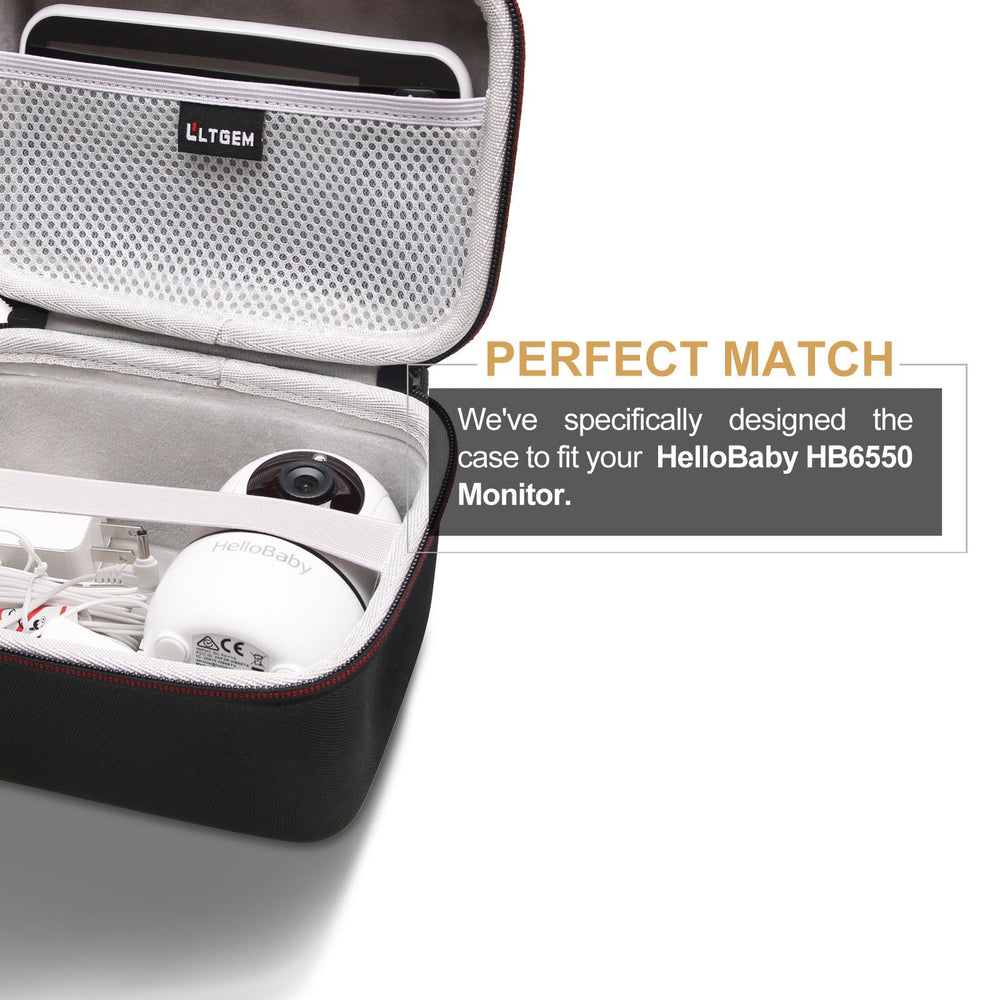 LTGEM case interior keeps monitor secure with mesh pocket for accessories.
