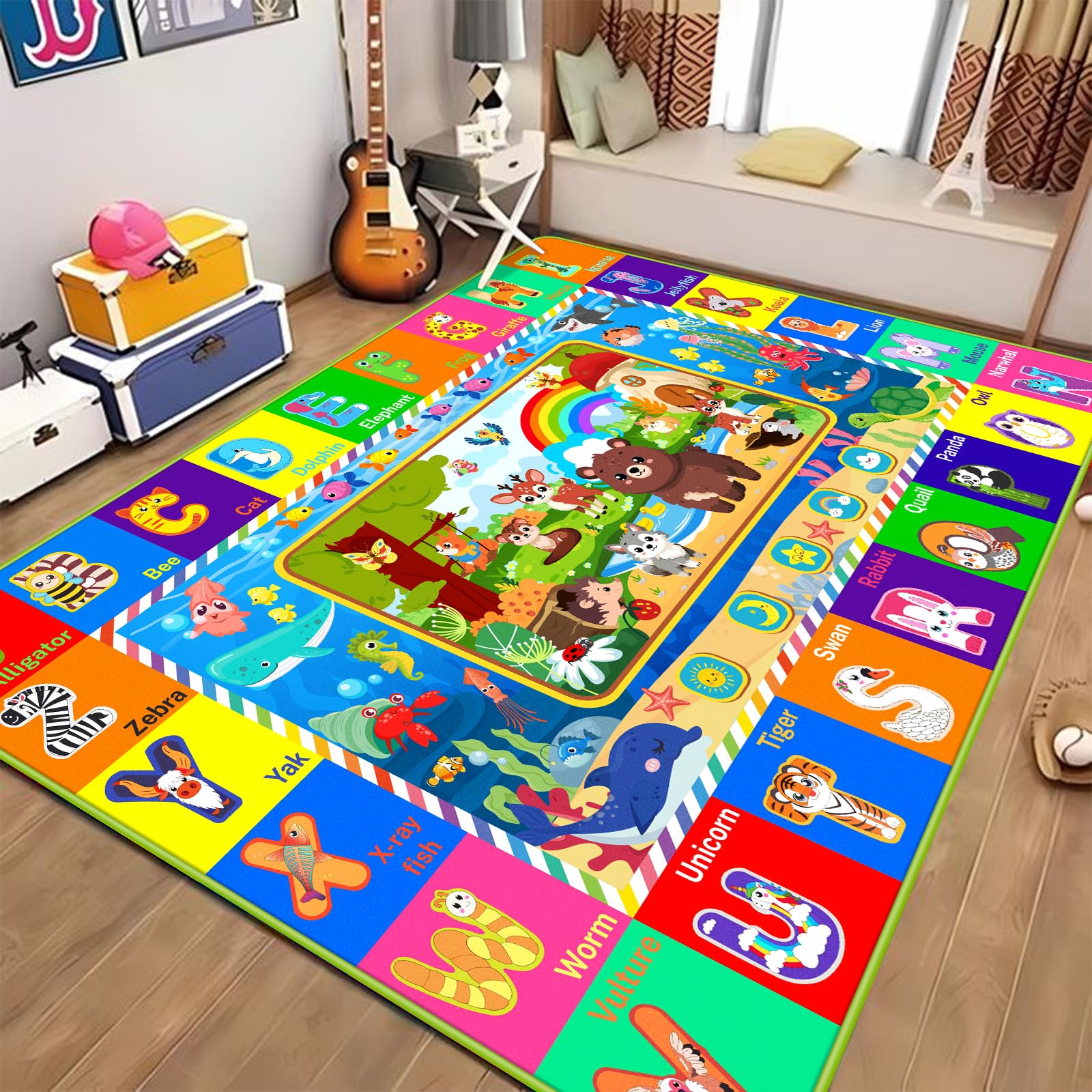 LTKOUGFAM baby crawling comfortably across the spacious mat