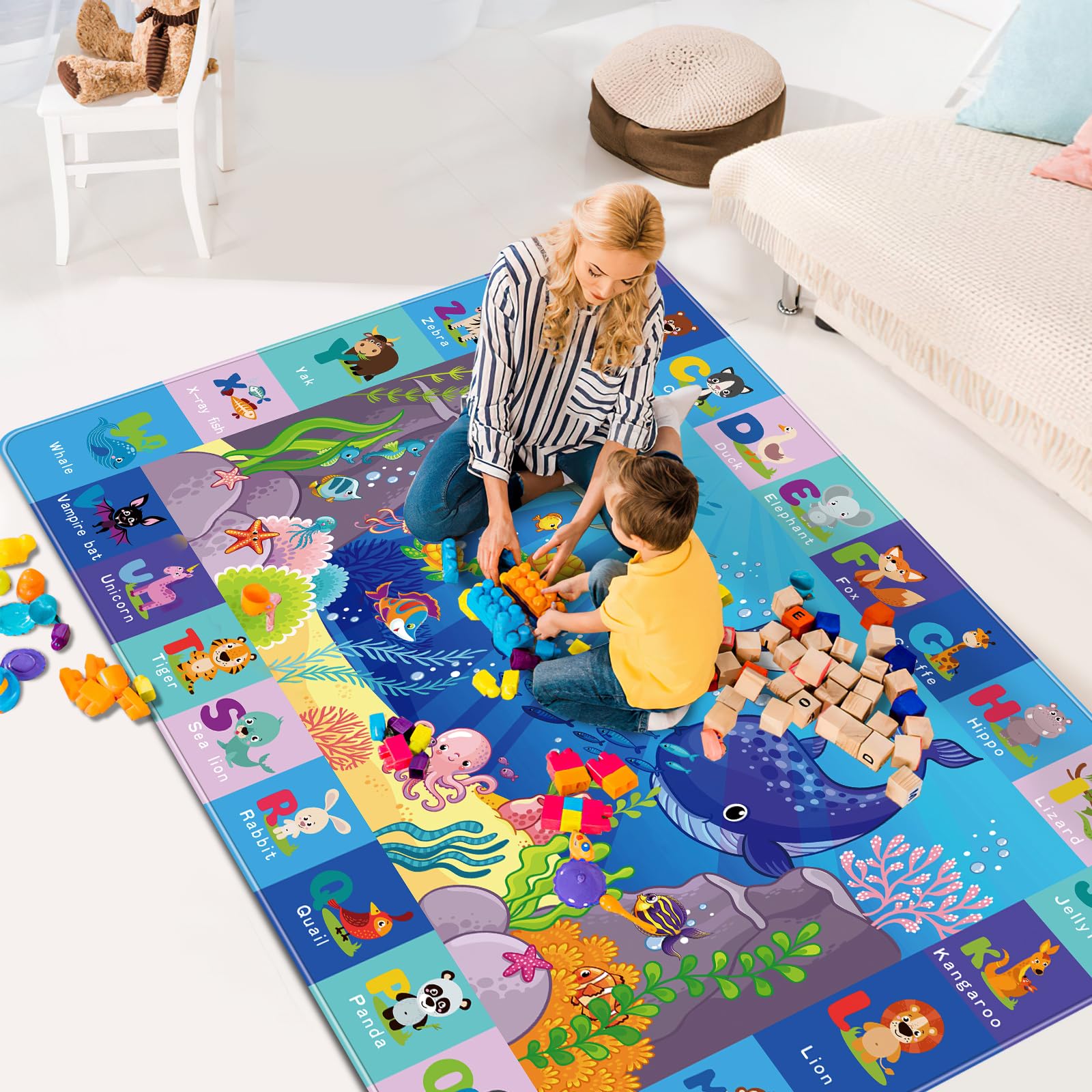 LTKOUGFAM crawling tummy time mat provides a soft, comfy surface