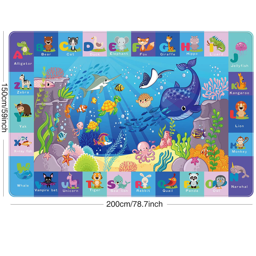 LTKOUGFAM sea animal play rug creates an engaging ocean-themed space for crawling.