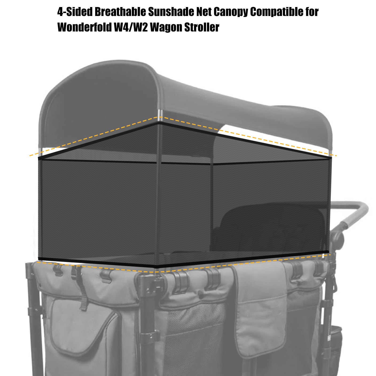 LUAATT sunshade side attachment on a Wonderfold W4/W2 wagon for quick setup.