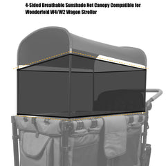 LUAATT sunshade side attachment on a Wonderfold W4/W2 wagon for quick setup.