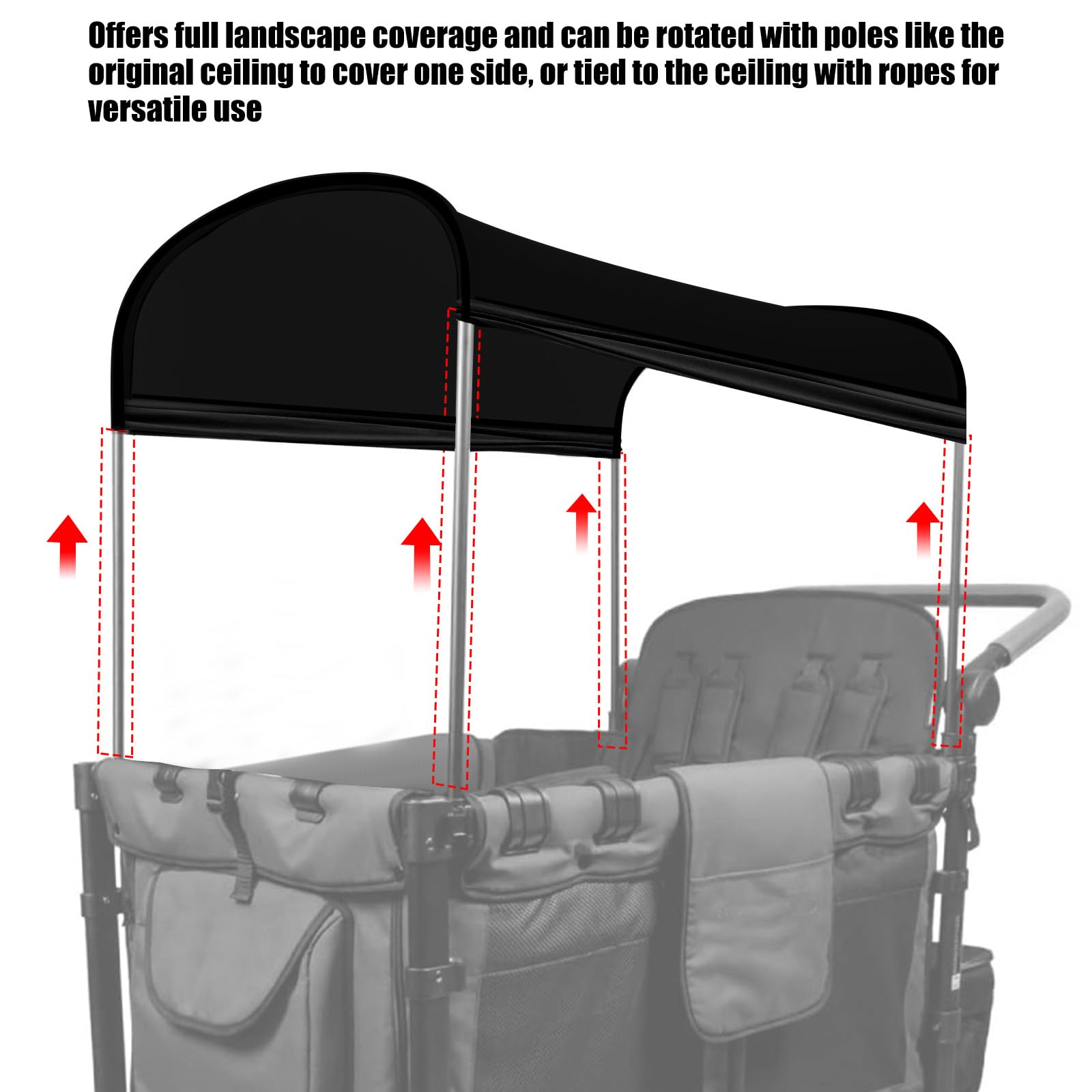 LUAATT Wonderfold-compatible sunshade in black provides durable UPF50+ protection.