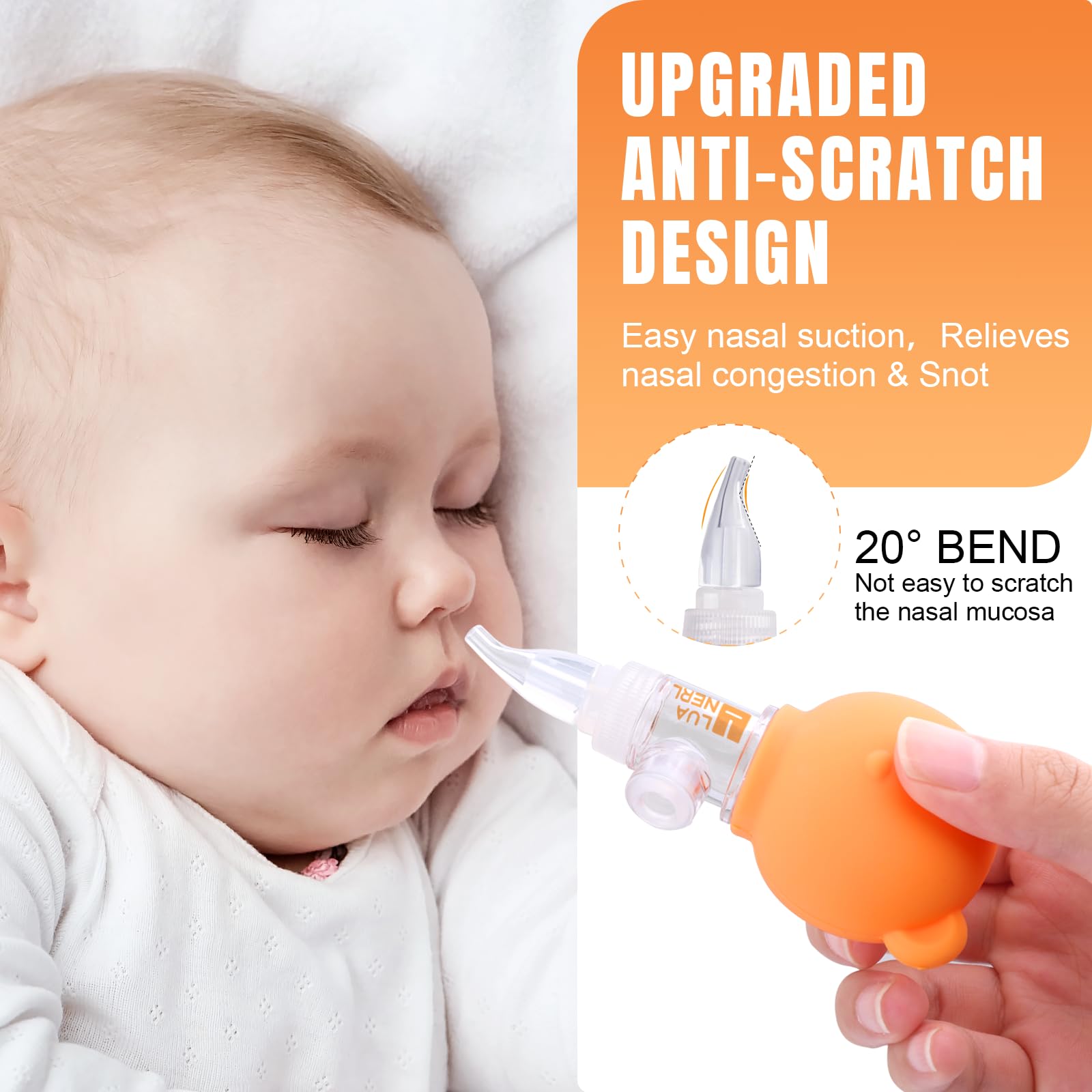 luanerl manual nasal aspirator soft silicone tip for newborns