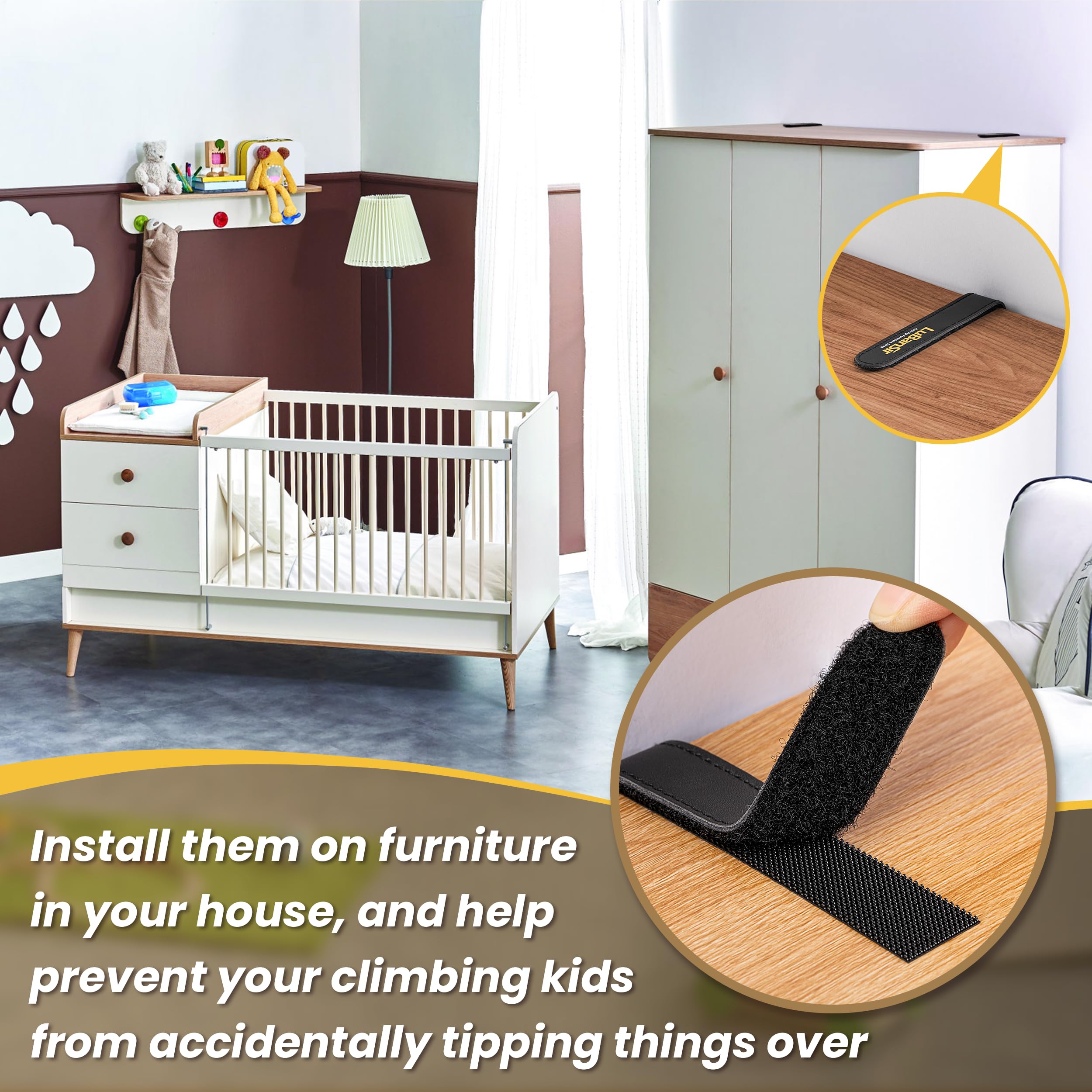 LuBanSir kid-safe living room stabilizing shelves and dressers