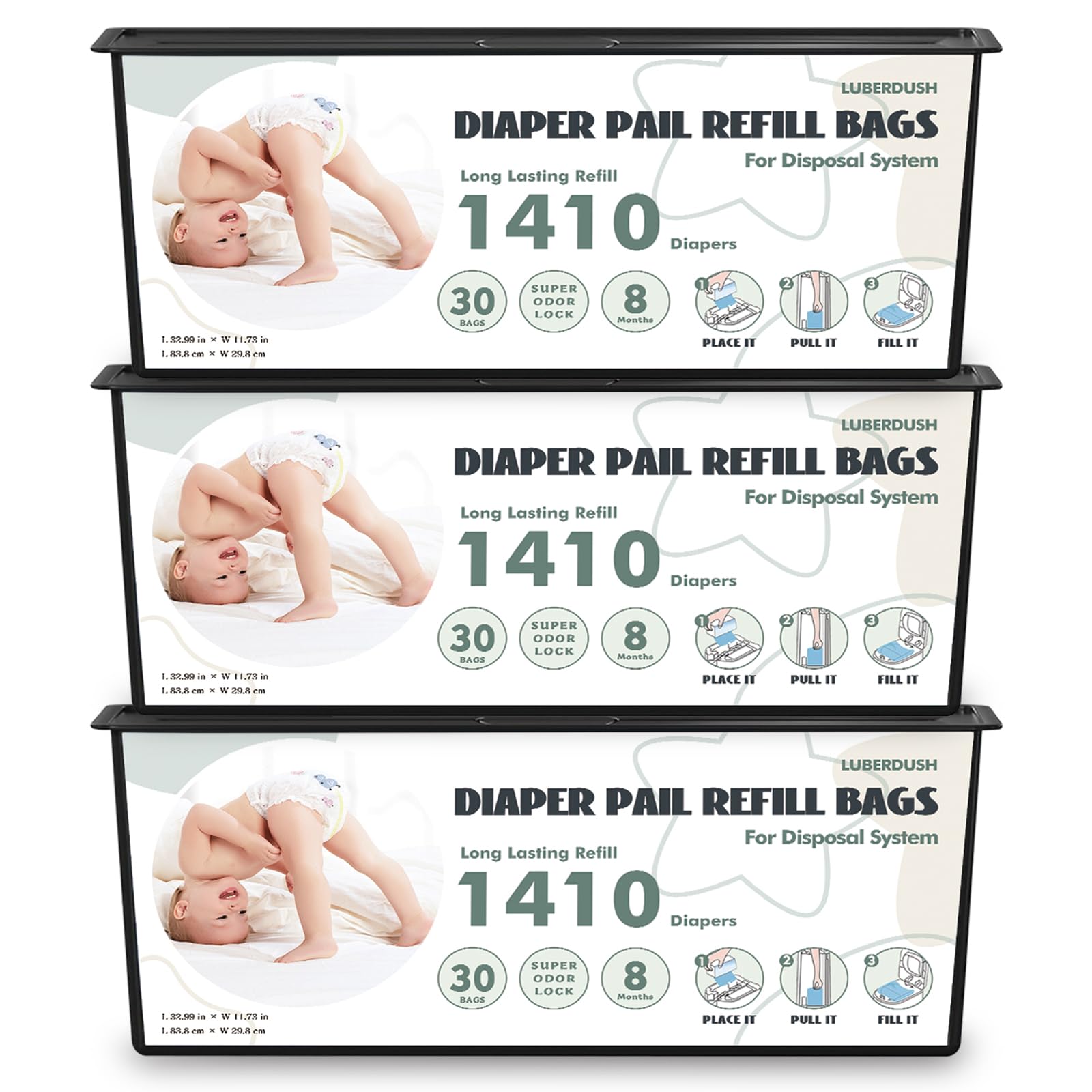 LUBERDUSH Genie Easy Roll Signature refill demonstrates secure fit and odor containment for busy nurseries.