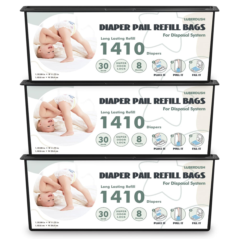 LUBERDUSH Genie Easy Roll Signature refill demonstrates secure fit and odor containment for busy nurseries.