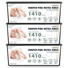 LUBERDUSH Genie Easy Roll Signature refill demonstrates secure fit and odor containment for busy nurseries.