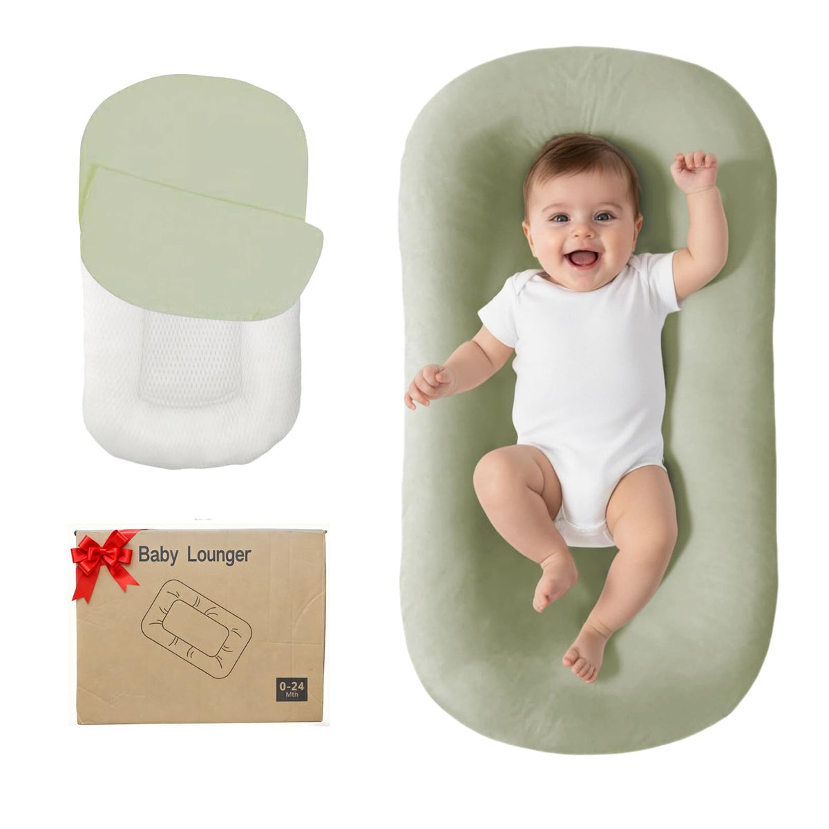 Lucakuins Baby Lounger with bionic design aiding wakeful playtime.