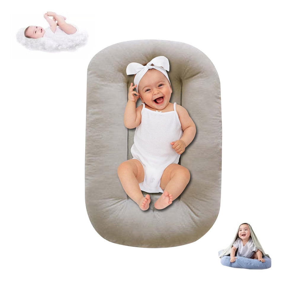 Lucakuins baby lounger in bionic design inviting awake play and bonding.
