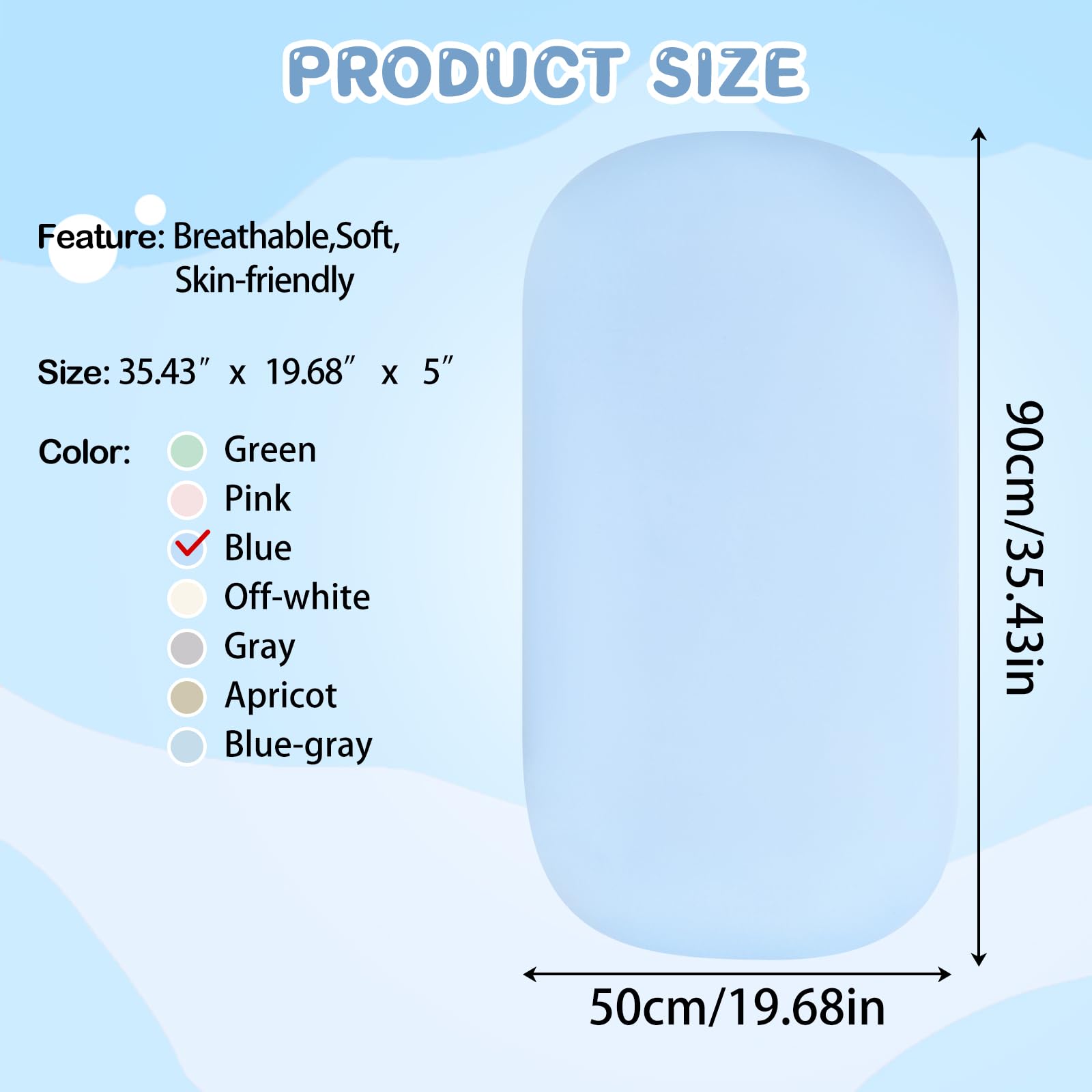 Lucakuins Baby Lounger blue size-growth feature highlighting space for growing baby