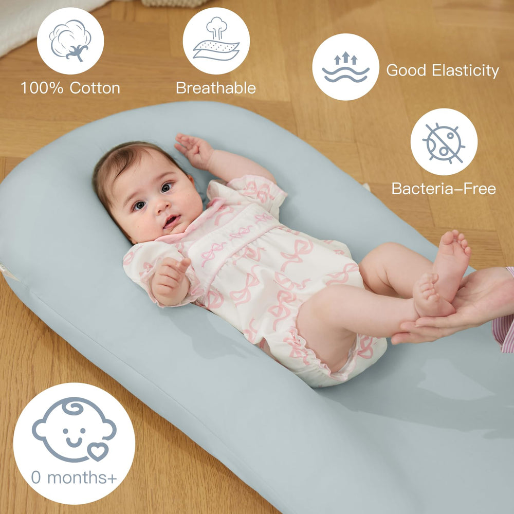 Lucakuins breathable cotton cover demonstrates soft, safe comfort for infants.