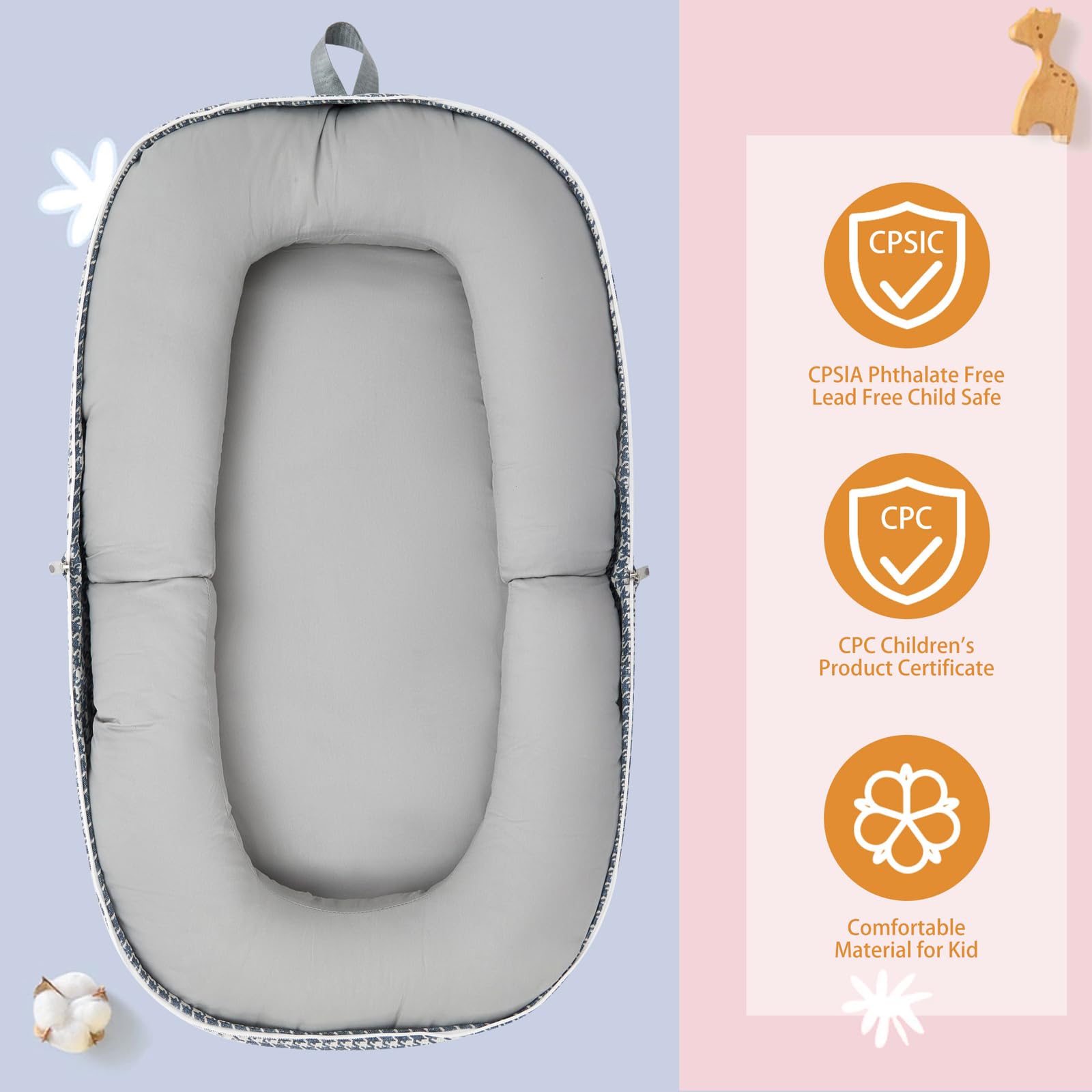 Lucakuins baby lounger converted to backpack for hands free travel