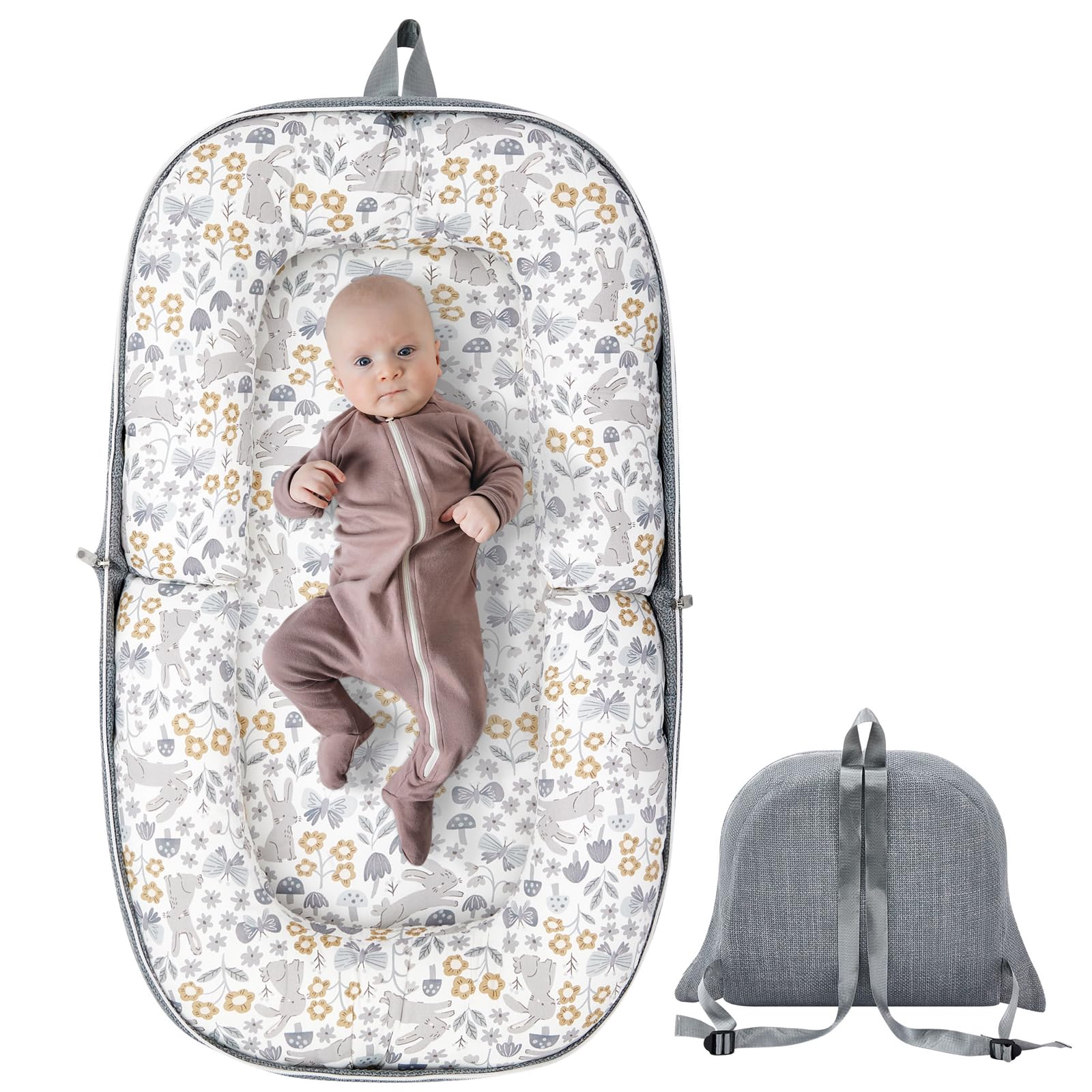 Lucakuins Baby Lounger foldable memory foam close-up for plush support during play