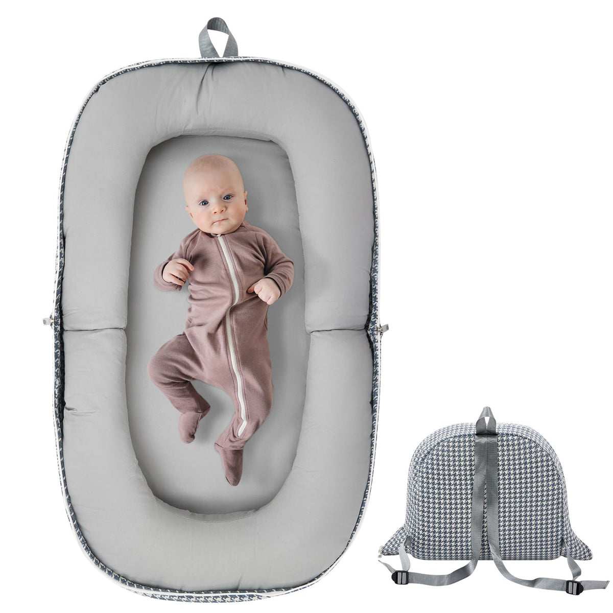 Lucakuins baby lounger folded for compact travel and storage convenience