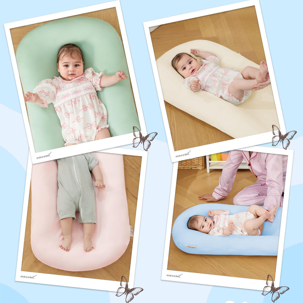 Lucakuins Baby Lounger green-color displays calming nursery aesthetic.