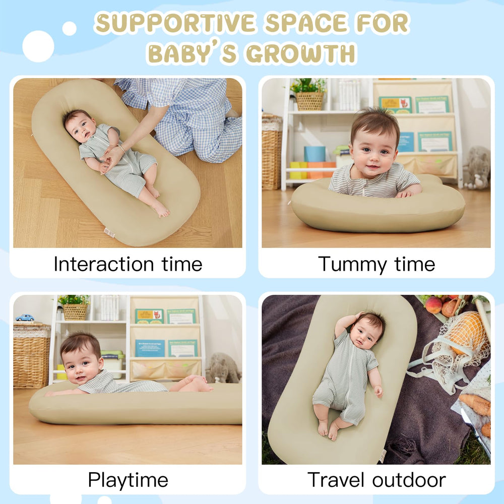 Lucakuins lounger lengthens space for growth from newborn to toddler.