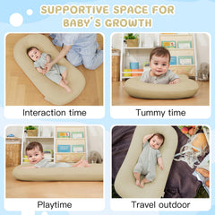 Lucakuins lounger lengthens space for growth from newborn to toddler.