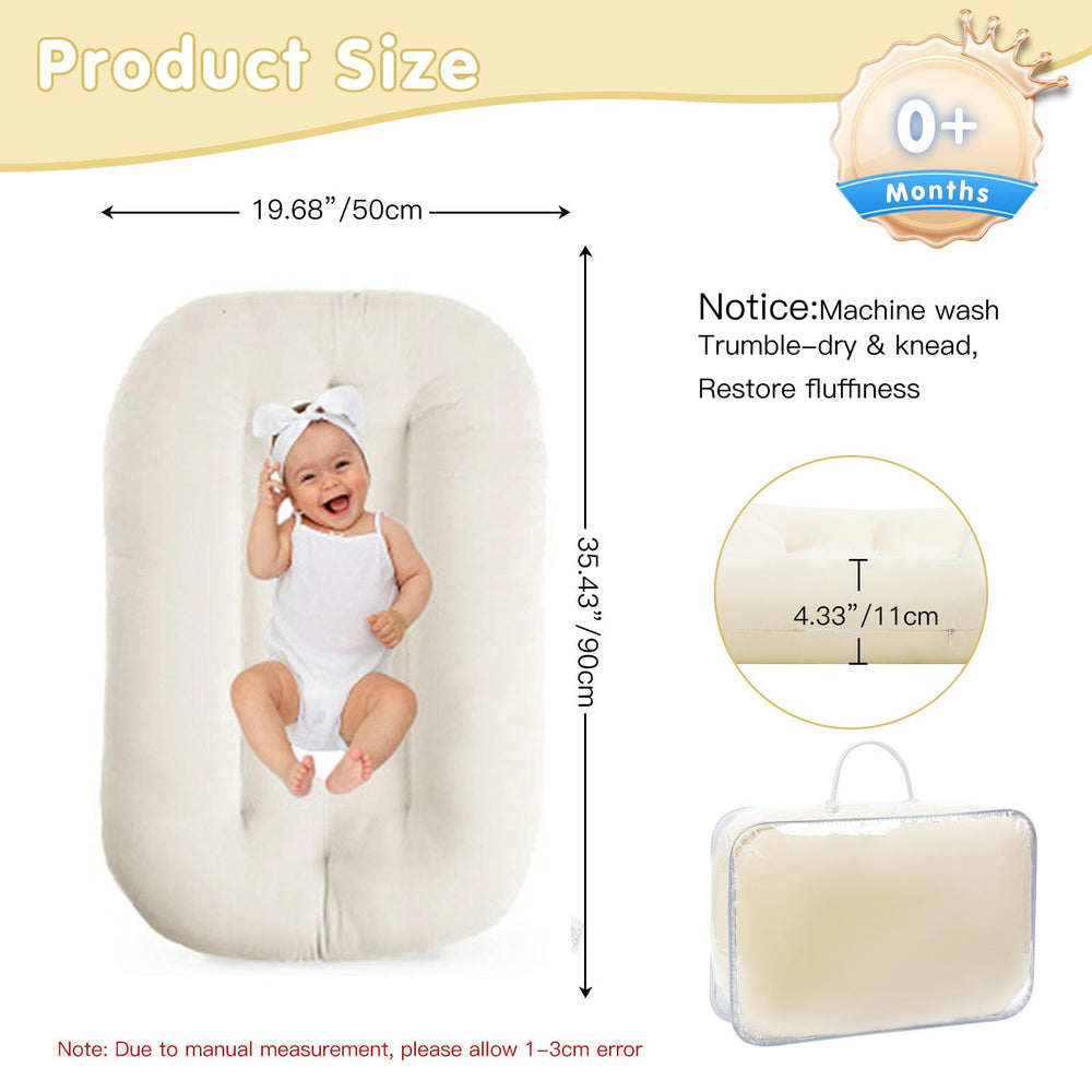 Lucakuins baby lounger machine-washable fabric for easy cleaning and busy-parent convenience.