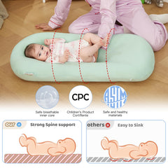 Lucakuins Baby Lounger newborn-materials highlights soft cotton and breathable comfort.