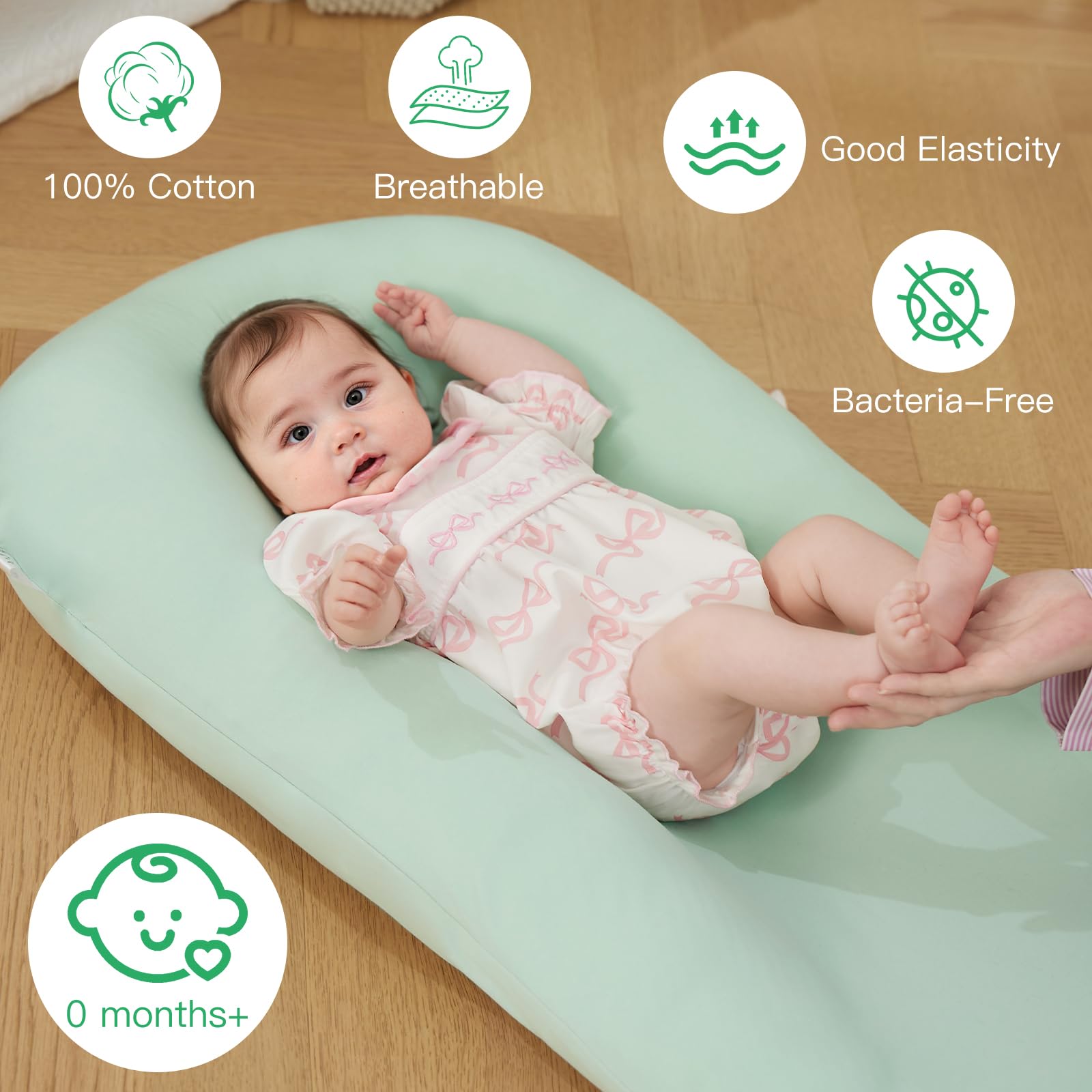 Lucakuins newborn lounger size 36x20 inches for spacious early months.