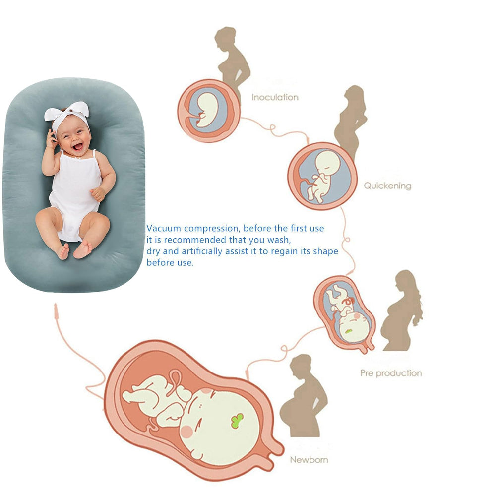 Lucakuins baby lounger side view—portable design for room-to-room use.
