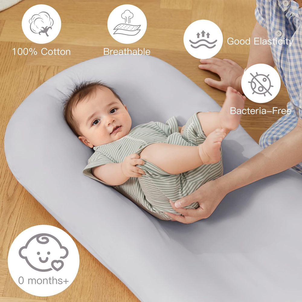 Lucakuins breathable lounger with 3D polyester fill supports baby comfort.