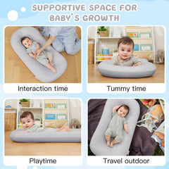 Lucakuins newborn lounger in soft cotton for cozy daytime naps.