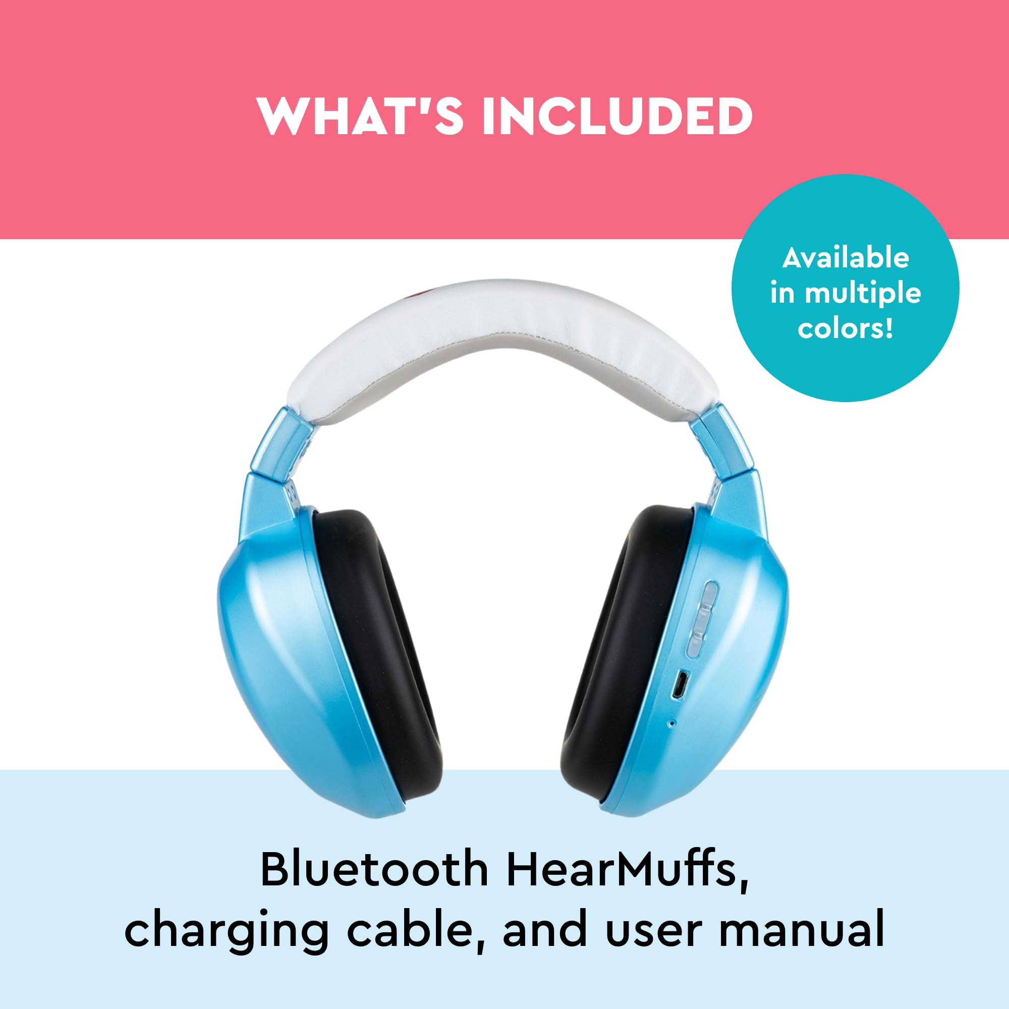 Lucid Audio HearMuffs Wireless blue Bluetooth setup supports safe volume control on trips