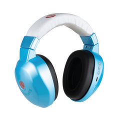 Lucid Audio HearMuffs Wireless blue in-box highlights safe listening with charging setup
