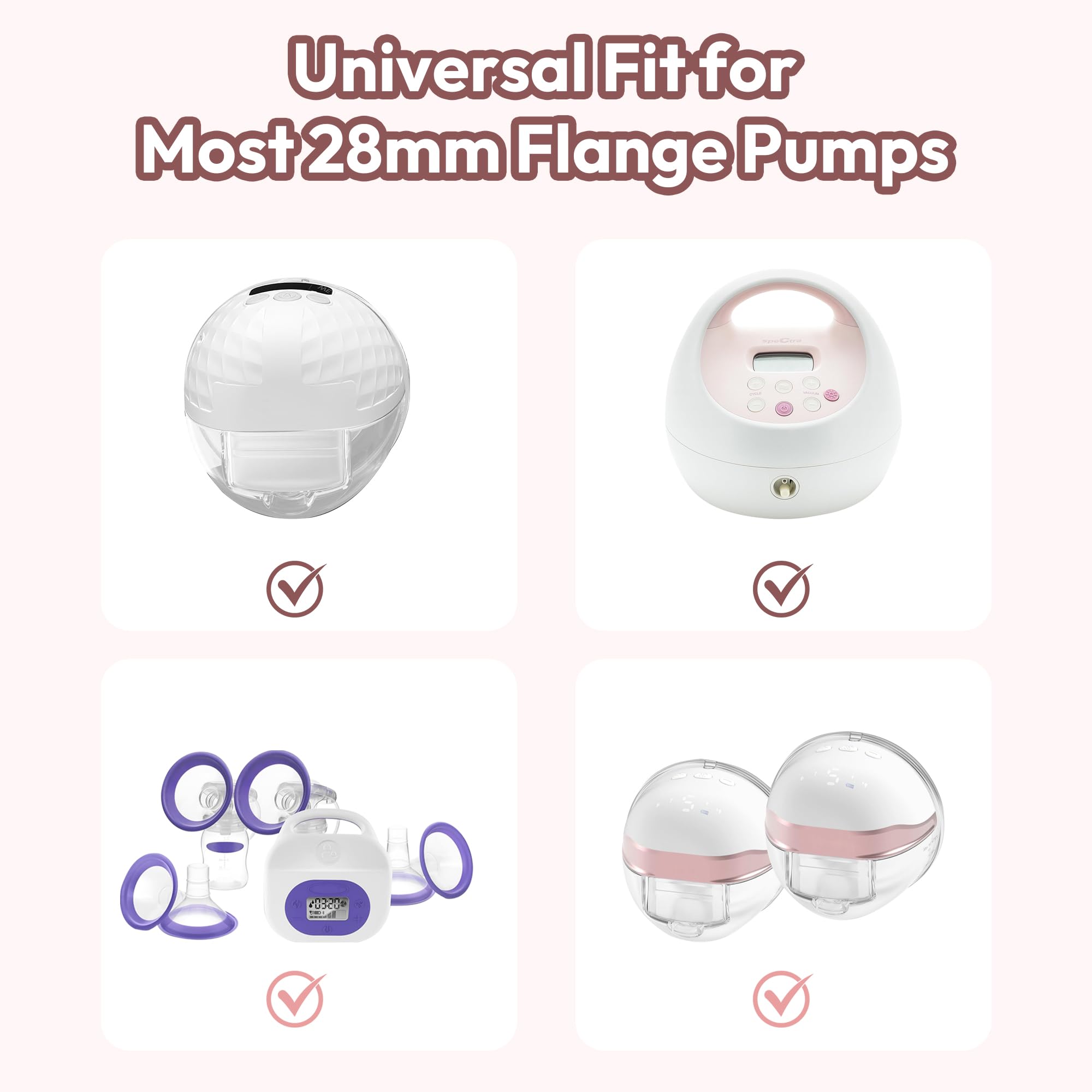 Lucina Baby flange inserts compatibility 28mm pumps—easy customization for preferred fit.