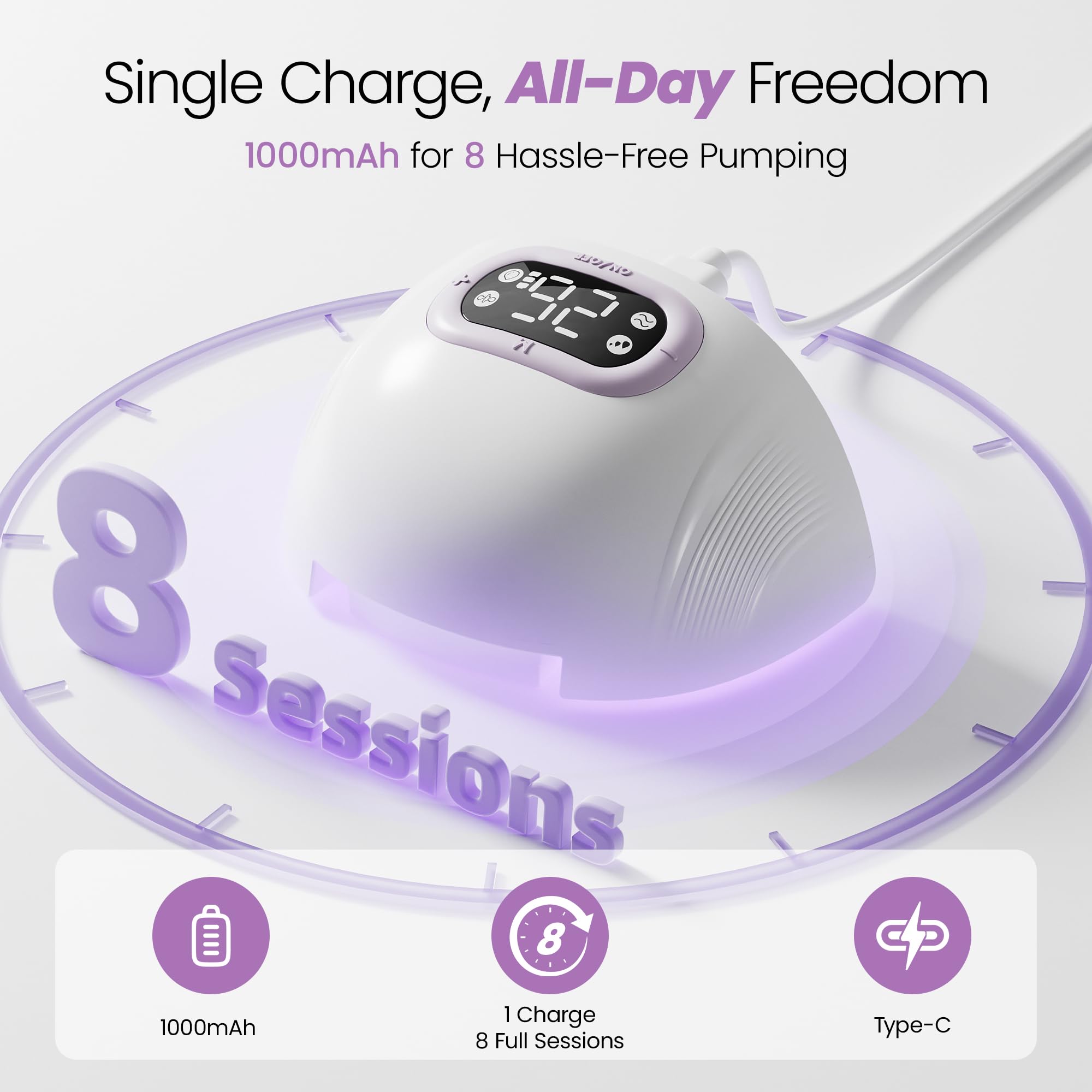 Lucina Baby quiet pumping under 45dB for peaceful sessions.