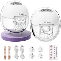 Lucina Baby wearable breast pump compact in bra, enabling discreet on-the-go pumping.