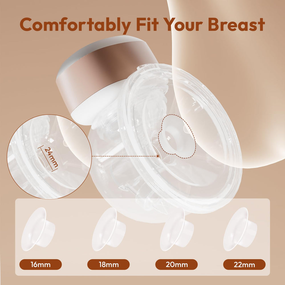 Lucina Baby pump includes flange inserts 16-22mm for comfortable sizing options.