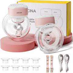Lucina Baby wearable breastpump hands-free pink for on-the-go pumping.