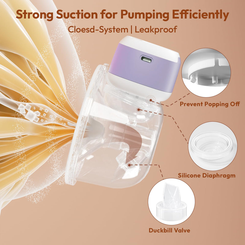 Lucina Baby LED display on wearable pump shows mode, level, battery