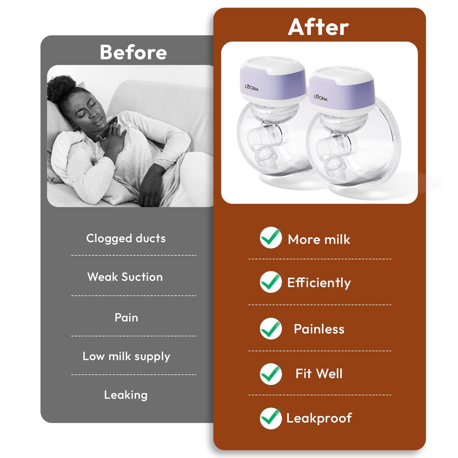 Lucina Baby low-noise motor keeps pumping quiet for nap times