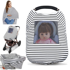 Lucine nursing cover car seat canopy provides privacy on the go for feeding.