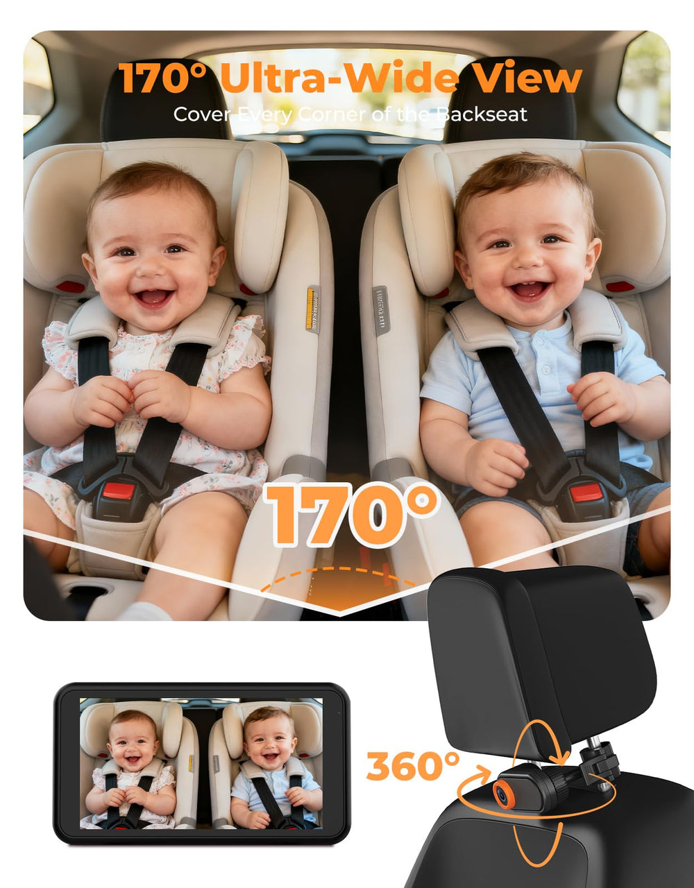 LUCKVIEW BM2A headrest mount keeps camera steady on bumpy roads