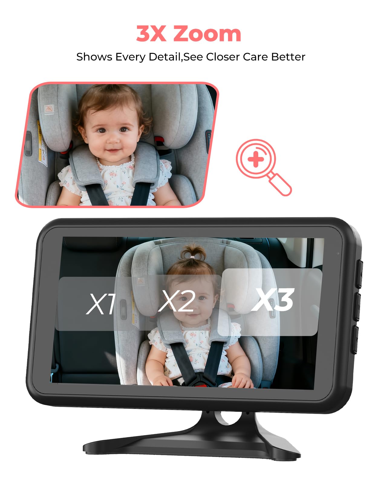 Luckview BM2A night vision image captures the rear seat in low light without disturbing sleep