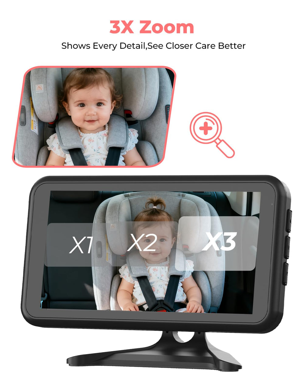 Luckview BM2A night vision image captures the rear seat in low light without disturbing sleep